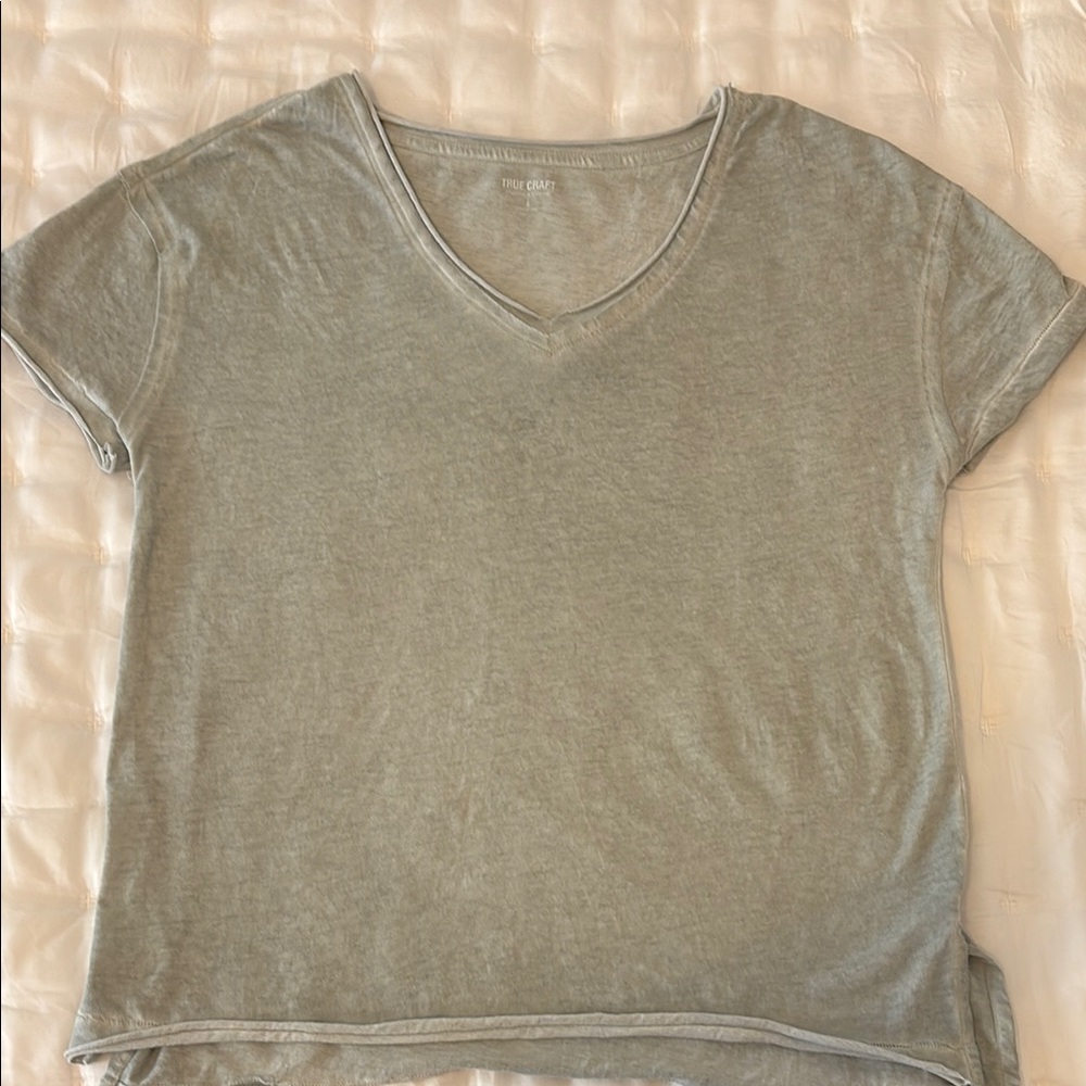 True Craft Green Crop Relaxed Short Sleeve Tee